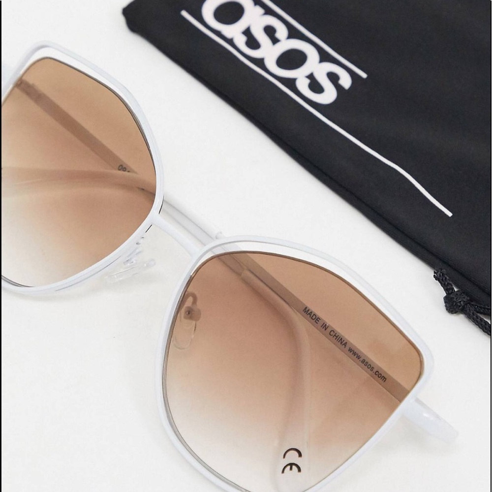 ASOS DESIGN angular cat eye sunglasses in white